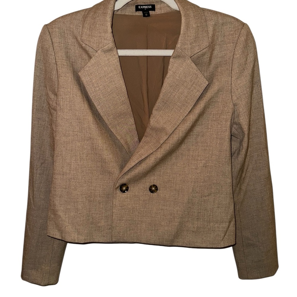 Express Tan Blazer Cropped Relaxed Fit